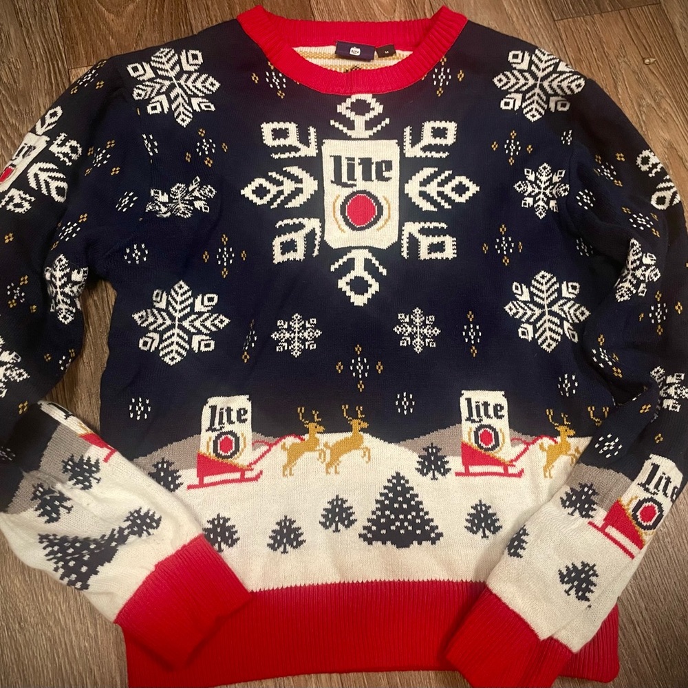 Miller Lite Winter Christmas Sweater